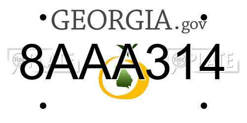 8AAA314 Georgia License Plate