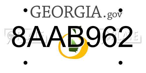 8AAB962 Georgia License Plate