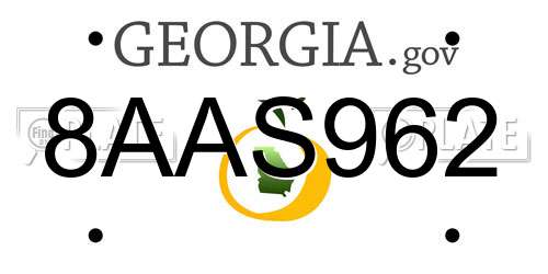 8AAS962 Georgia License Plate