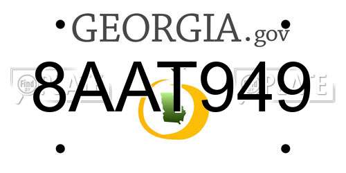 8AAT949 Georgia License Plate