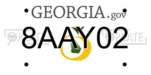 8AAY02 Georgia License Plate