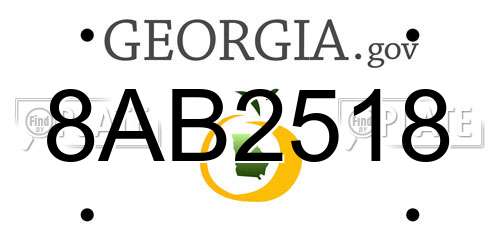 8AB2518 Georgia License Plate