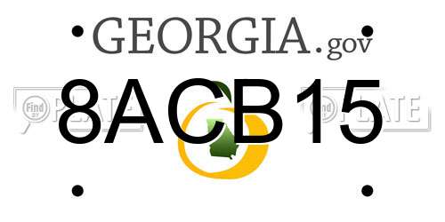 8ACB15 Georgia License Plate
