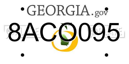 8ACO095 Georgia License Plate