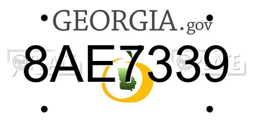 8AE7339 Georgia License Plate