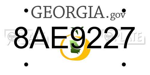 8AE9227 Georgia License Plate