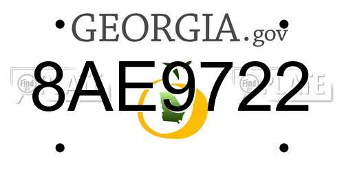 8AE9722 Georgia License Plate