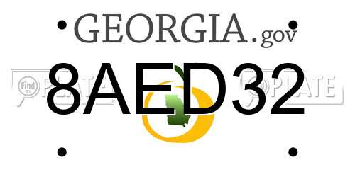 8AED32 Georgia License Plate