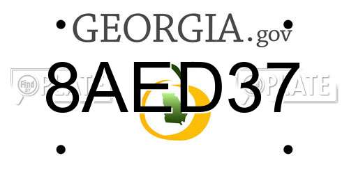 8AED37 Georgia License Plate