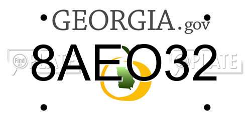 8AEO32 Georgia License Plate