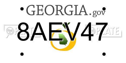 8AEV47 Georgia License Plate