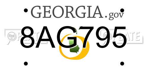 8AG795 Georgia License Plate