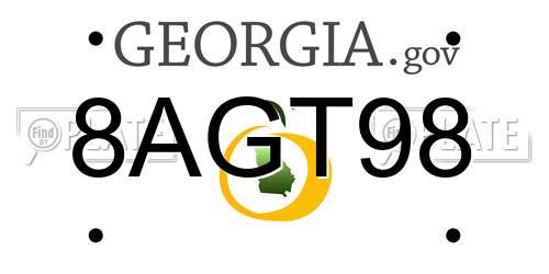 8AGT98 Georgia License Plate