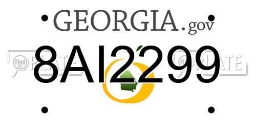 8AI2299 Georgia License Plate