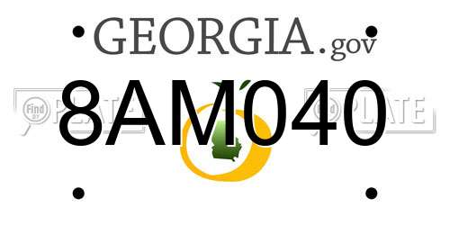 8AM040 Georgia License Plate