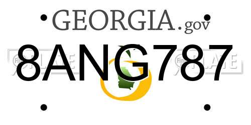 8ANG787 Georgia License Plate