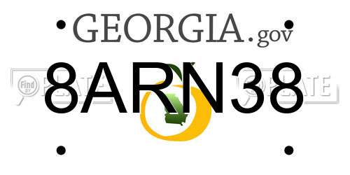 8ARN38 Georgia License Plate