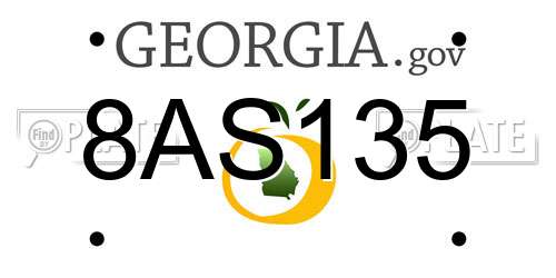 8AS135 Georgia License Plate