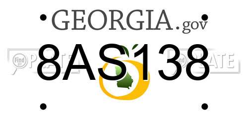 8AS138 Georgia License Plate