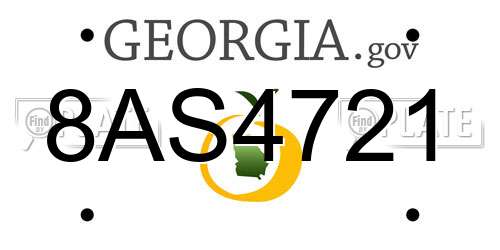 8AS4721 Georgia License Plate