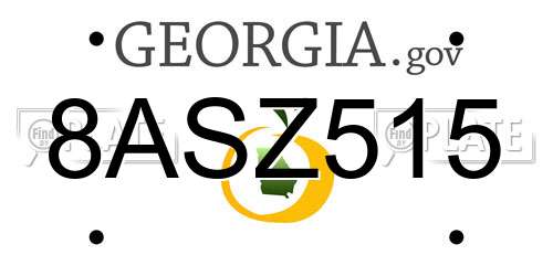 8ASZ515 Georgia License Plate