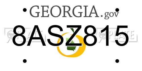 8ASZ815 Georgia License Plate