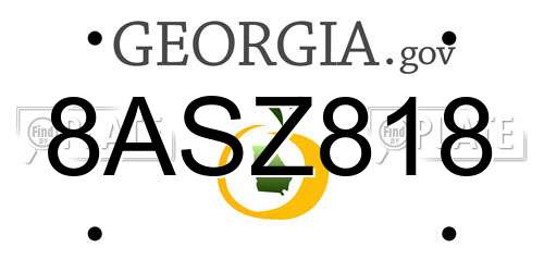 8ASZ818 Georgia License Plate
