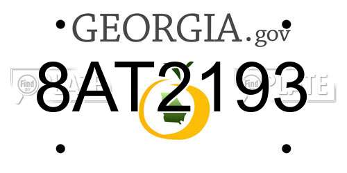 8AT2193 Georgia License Plate