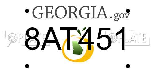8AT451 Georgia License Plate