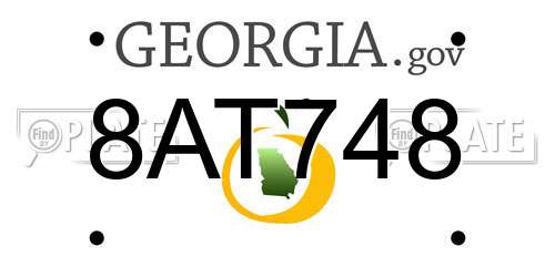 8AT748 Georgia License Plate