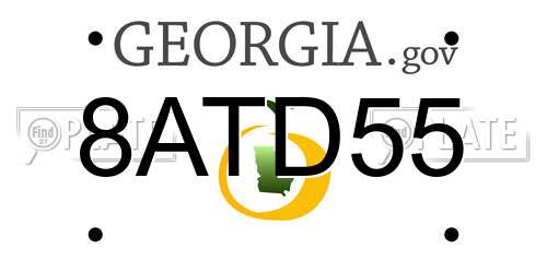 8ATD55 Georgia License Plate