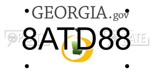 8ATD88 Georgia License Plate