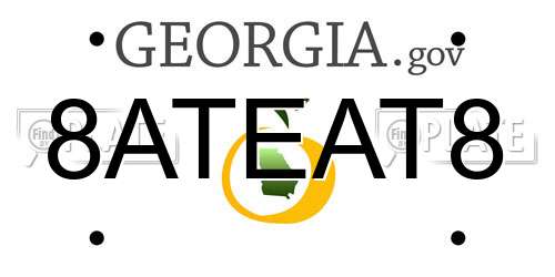 8ATEAT8 Georgia License Plate