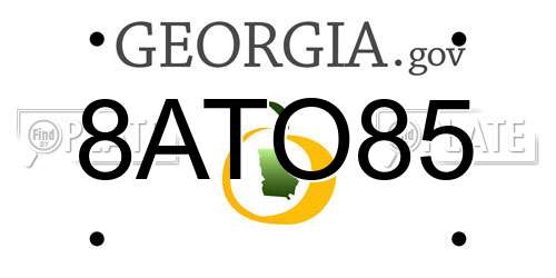 8ATO85 Georgia License Plate