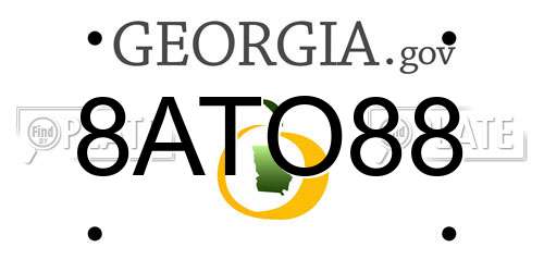 8ATO88 Georgia License Plate
