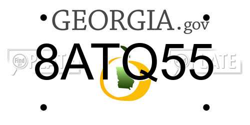 8ATQ55 Georgia License Plate