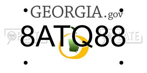 8ATQ88 Georgia License Plate