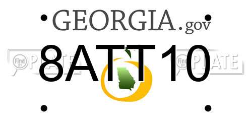 8ATT10 Georgia License Plate