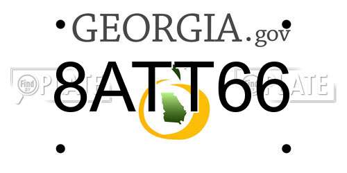 8ATT66 Georgia License Plate