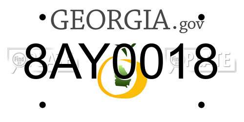 8AY0018 Georgia License Plate