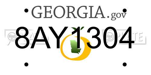 8AY1304 Georgia License Plate