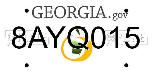 8AYQ015 Georgia License Plate