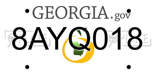 8AYQ018 Georgia License Plate