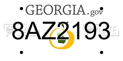 8AZ2193 Georgia License Plate