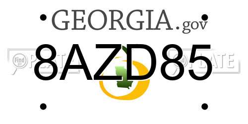 8AZD85 Georgia License Plate