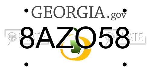8AZO58 Georgia License Plate