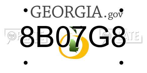 8B07G8 Georgia License Plate