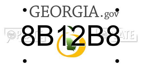 8B12B8 Georgia License Plate