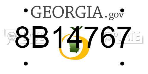 8B14767 Georgia License Plate