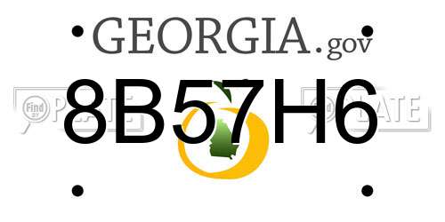 8B57H6 Georgia License Plate